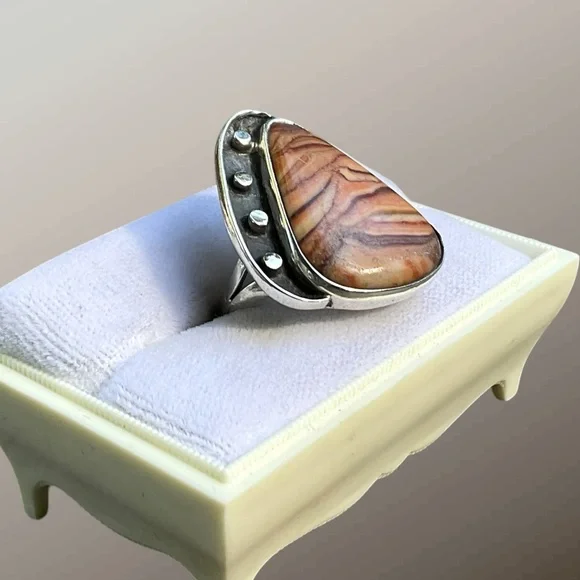 🌺Artisan Sterling & Agate Ring - Picture 5 of 12